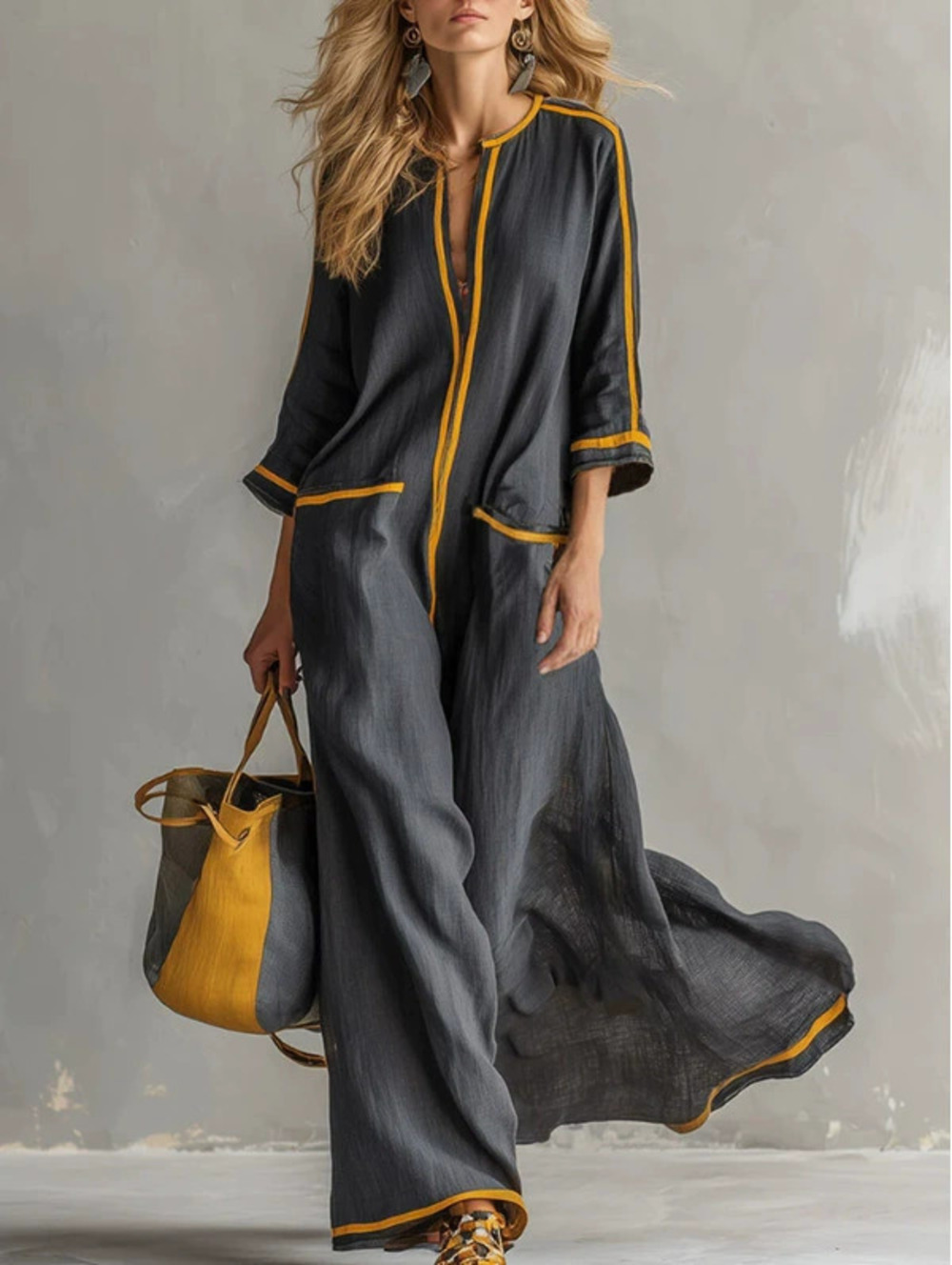 Elegant Urban Solid Color Maxi Dress